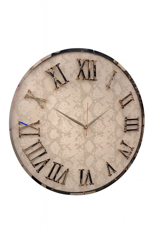 چرم پوست ماری کرم با رگه نقره ای